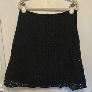100% Cotton Black Eyelet Knee Length Skirt